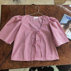 Maison Cleo Agnes Red Checkered Blouse